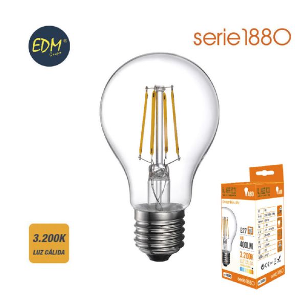 BOMBILLA LED FILAMENTO STANDARD 5W E27 3.200K 220-240V 50-60HZ