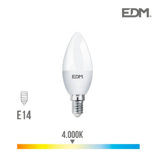 BOMBILLA VELA LED E14 5W 400 LM 4000K LUZ DIA EDM