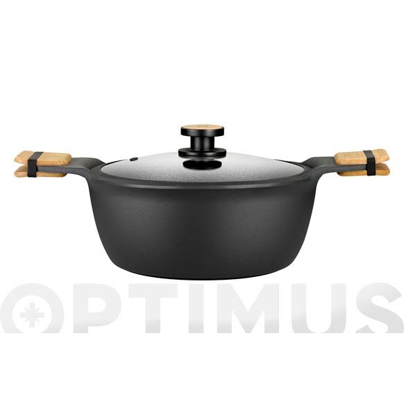 CACEROLA ALTA ALUMINIO FUNDIDO CON TAPA MARKET 28 CM - INDUCCI&Oacute;N A790328